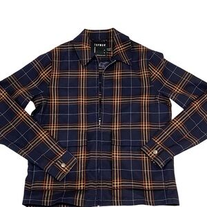 Topman Zip Up Lightweight Plaid Jacket Men’s XS - New